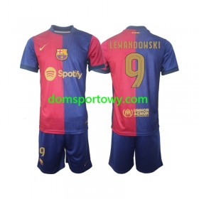 Koszulka FC Barcelona UCL Font Robert Lewandowski 9 Dziecięcy Domowe Koszulki Piłkarskie 2024-2025 Krótki Rękaw